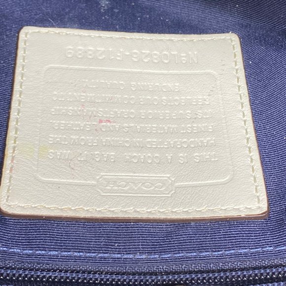 COACH XL Tan White Jacquard Fabric Shoulder Bag - Picture 11 of 12